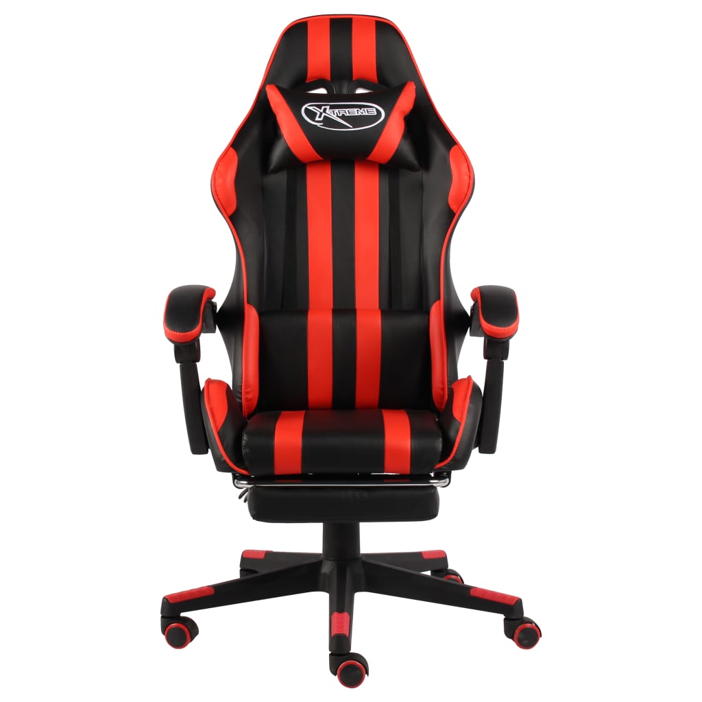 Sedia da Gaming con Poggiapiedi Nero e Rosso in Similpelle