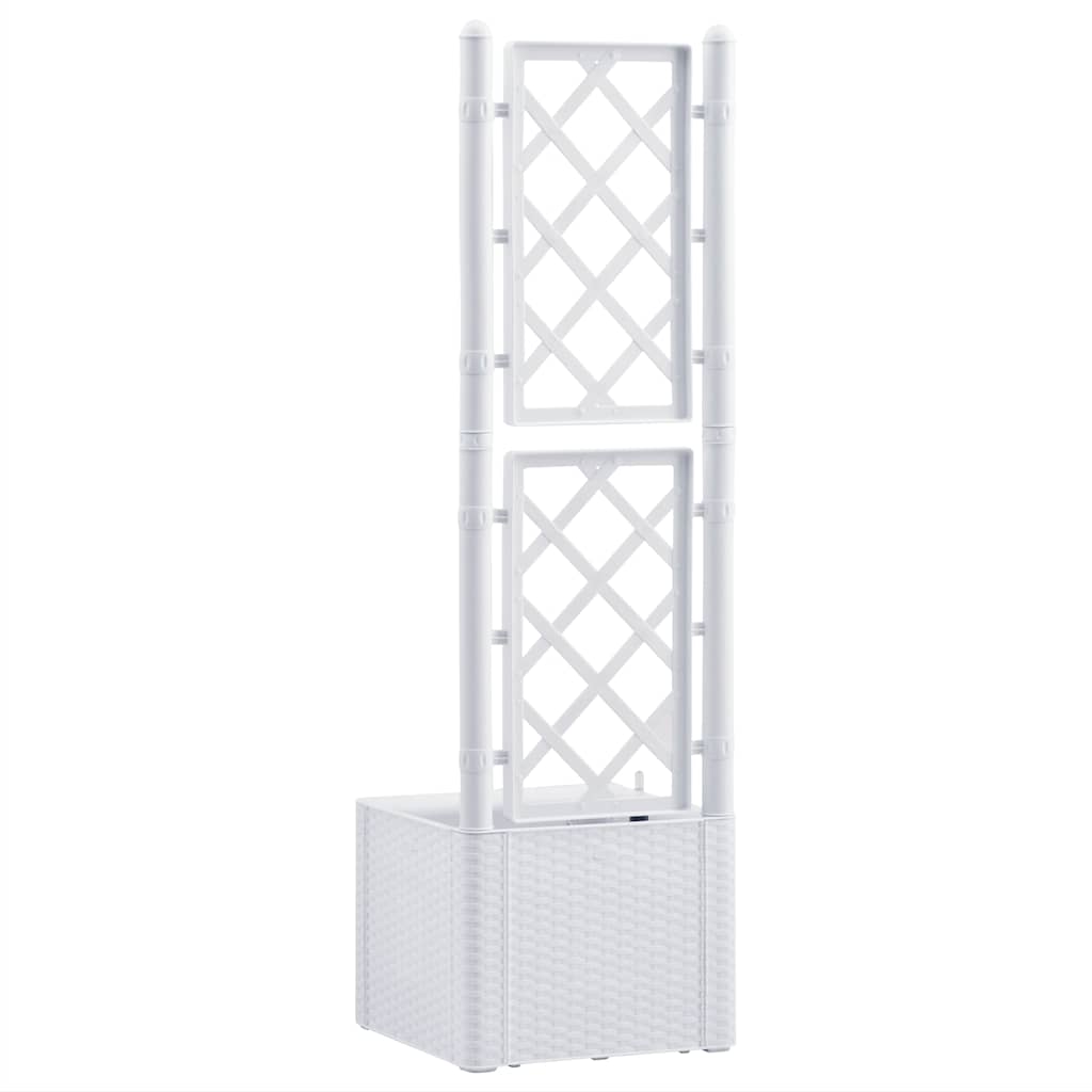 Letto Rialzato da Giardino con Graticcio e Irrigazione Bianco - homemem39