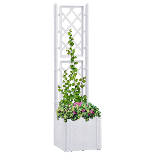 Letto Rialzato da Giardino con Graticcio e Irrigazione Bianco - homemem39