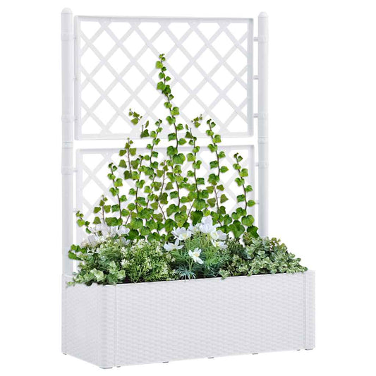 Letto Rialzato da Giardino con Graticcio e Irrigazione Bianco - homemem39