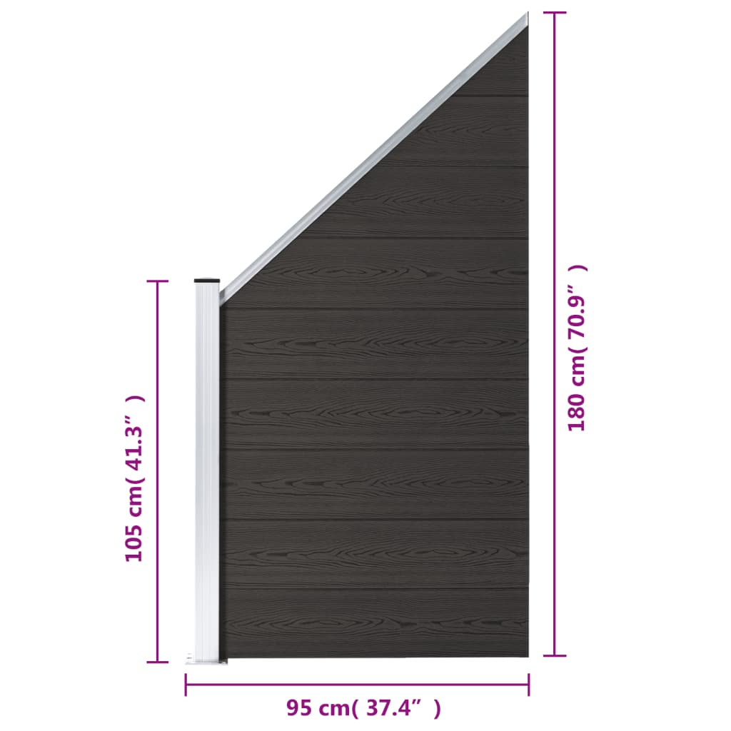 Pannello di Recinzione in WPC 95x(105-180) cm Nero | homemem39