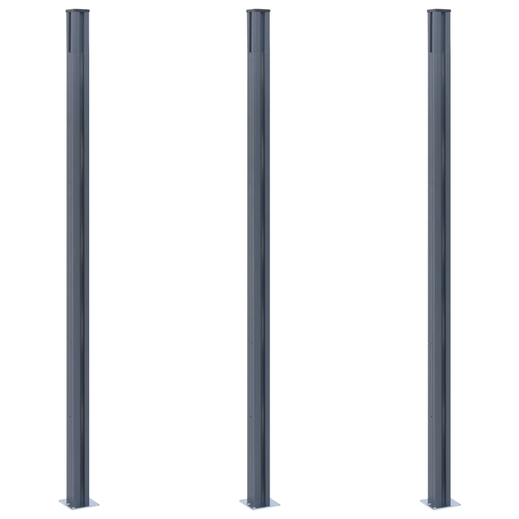 Pali di Recinzione 3 pz Grigio Scuro 185 cm in Alluminio - homemem39