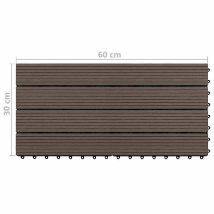 Piastrella per Decking 6 pcs Marrone Scuro 60 x 30 cm WPC