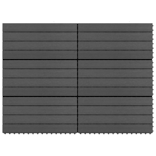 Piastrelle per Decking in WPC 6 pz 60x30 cm 1,08 m² Nere