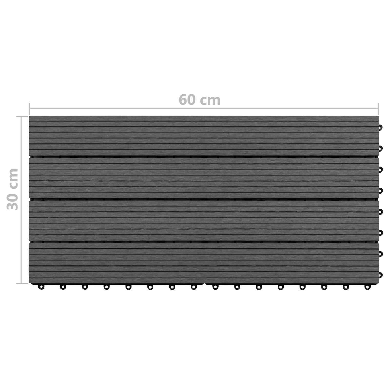 Piastrella per Decking 6 pcs Nero 60 x 30 cm WPC | homemem39