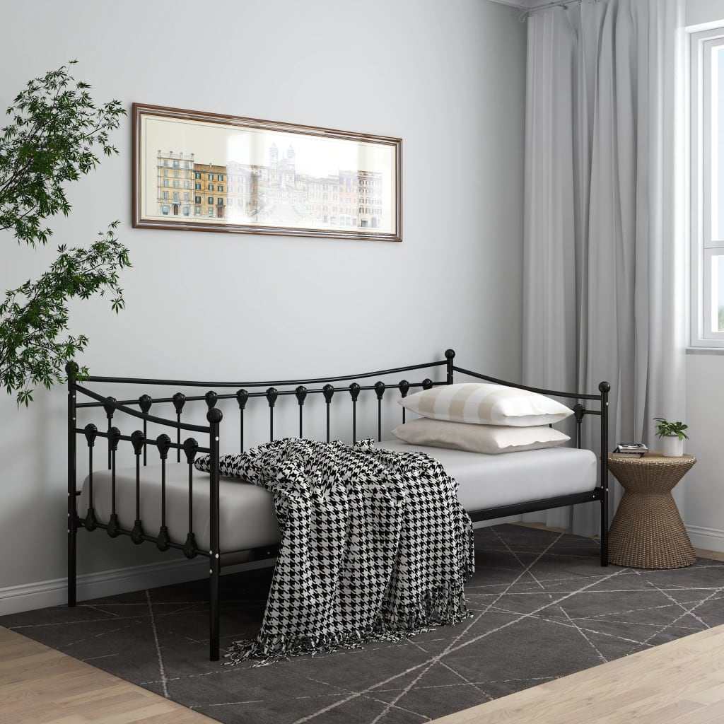 Telaio Divano Letto Nero in Metallo 90x200 cm | homemem39