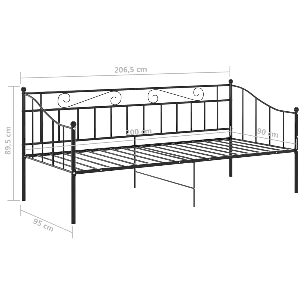 Divano Letto Telaio Nero in Metallo 90x200 cm - homemem39