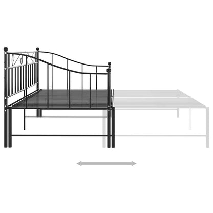Telaio Divano Letto Estraibile Nero in Metallo 90x200 cm