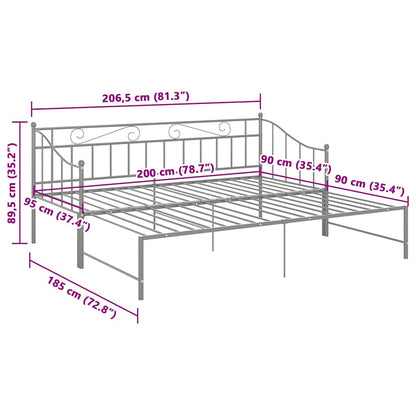 Telaio Divano Letto Estraibile Grigio in Metallo 90x200 cm