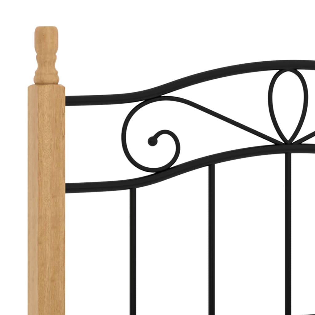 Giroletto Nero in Metallo e Legno Massello di Rovere 100x200 cm - homemem39