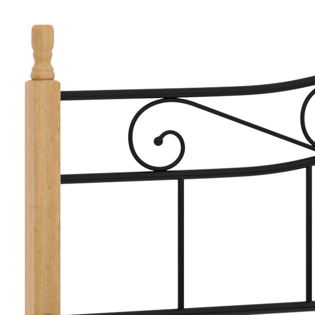 Giroletto Nero in Metallo e Legno Massello di Rovere 200x200 cm - homemem39