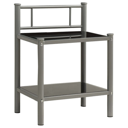 Comodini 2 pz Grigio e Nero in Metallo e Vetro - homemem39
