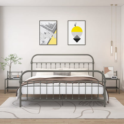 Comodini 2 pz Grigio e Nero in Metallo e Vetro - homemem39