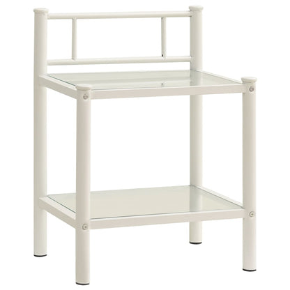 Comodini 2 pz in Metallo Bianco e Vetro Trasparente - homemem39