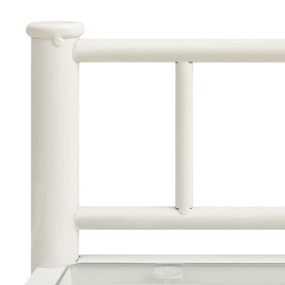 Comodini 2 pz in Metallo Bianco e Vetro Trasparente - homemem39