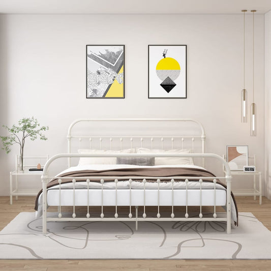 Comodini 2 pz in Metallo Bianco e Vetro Trasparente - homemem39