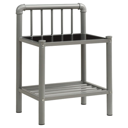 Comodino Grigio e Nero 45x34,5x62,5 cm in Metallo e Vetro - homemem39
