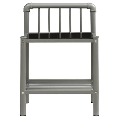 Comodino Grigio e Nero 45x34,5x62,5 cm in Metallo e Vetro - homemem39