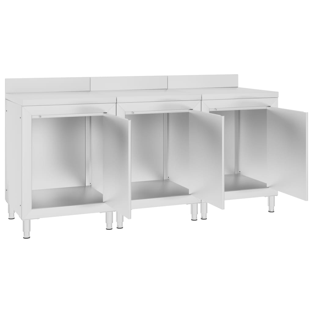 Mobiletto con Piano di Lavoro 180x60x96 cm in Acciaio Inox - homemem39