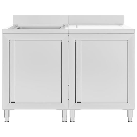 Mobiletto da Cucina con Lavandino in Acciaio Inox 120x60x96 cm - homemem39