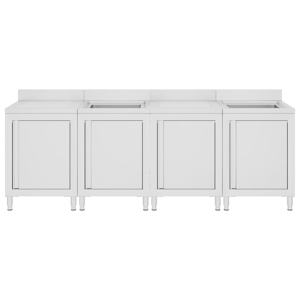 Mobiletto da Cucina con Lavandino in Acciaio Inox 240x60x96 cm - homemem39