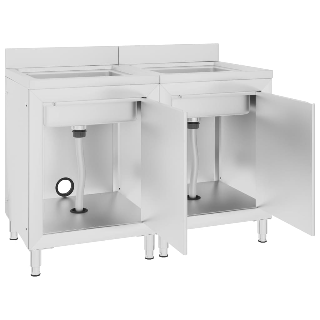 Mobiletti da Cucina con Lavandino 2 pz in Acciaio Inox - homemem39