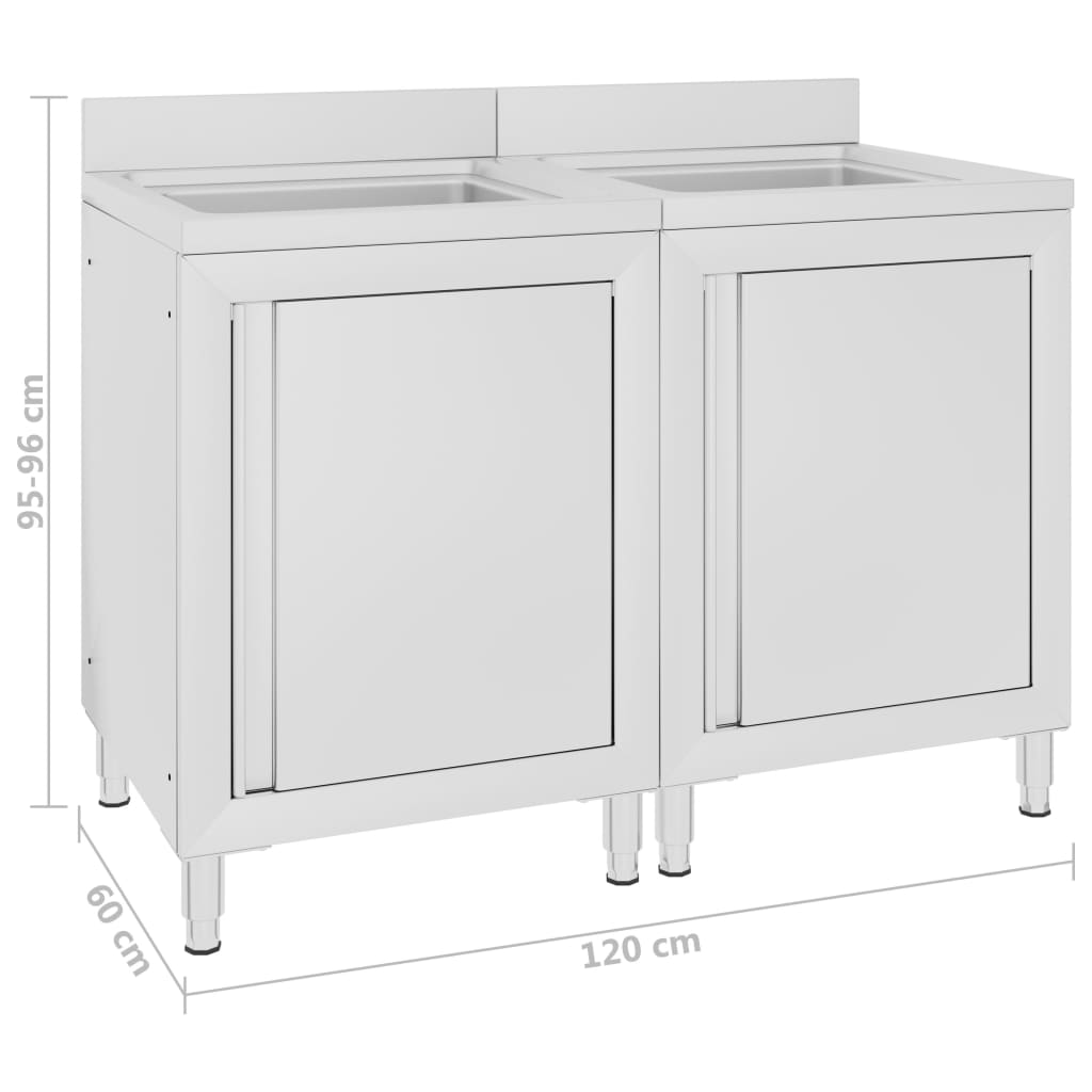 Mobiletti da Cucina con Lavandino 2 pz in Acciaio Inox - homemem39
