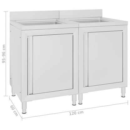 Mobiletti da Cucina con Lavandino 2 pz in Acciaio Inox - homemem39
