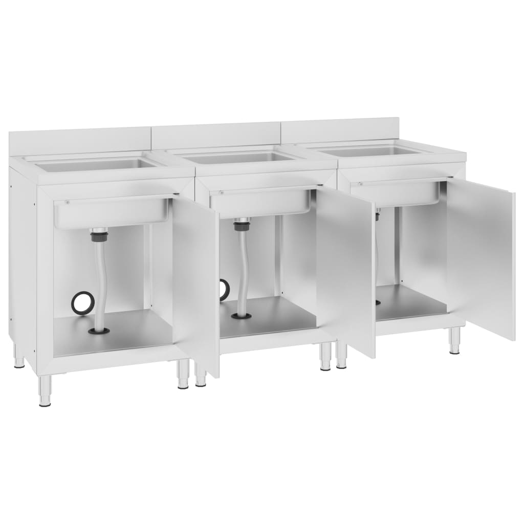 Mobiletti da Cucina con Lavandino 3 pz in Acciaio Inox - homemem39