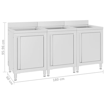 Mobiletti da Cucina con Lavandino 3 pz in Acciaio Inox - homemem39