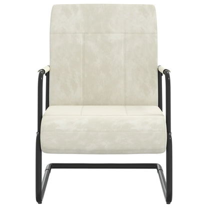 Sedia a Sbalzo Bianco Crema in Velluto - homemem39