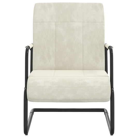 Sedia a Sbalzo Bianco Crema in Velluto - homemem39