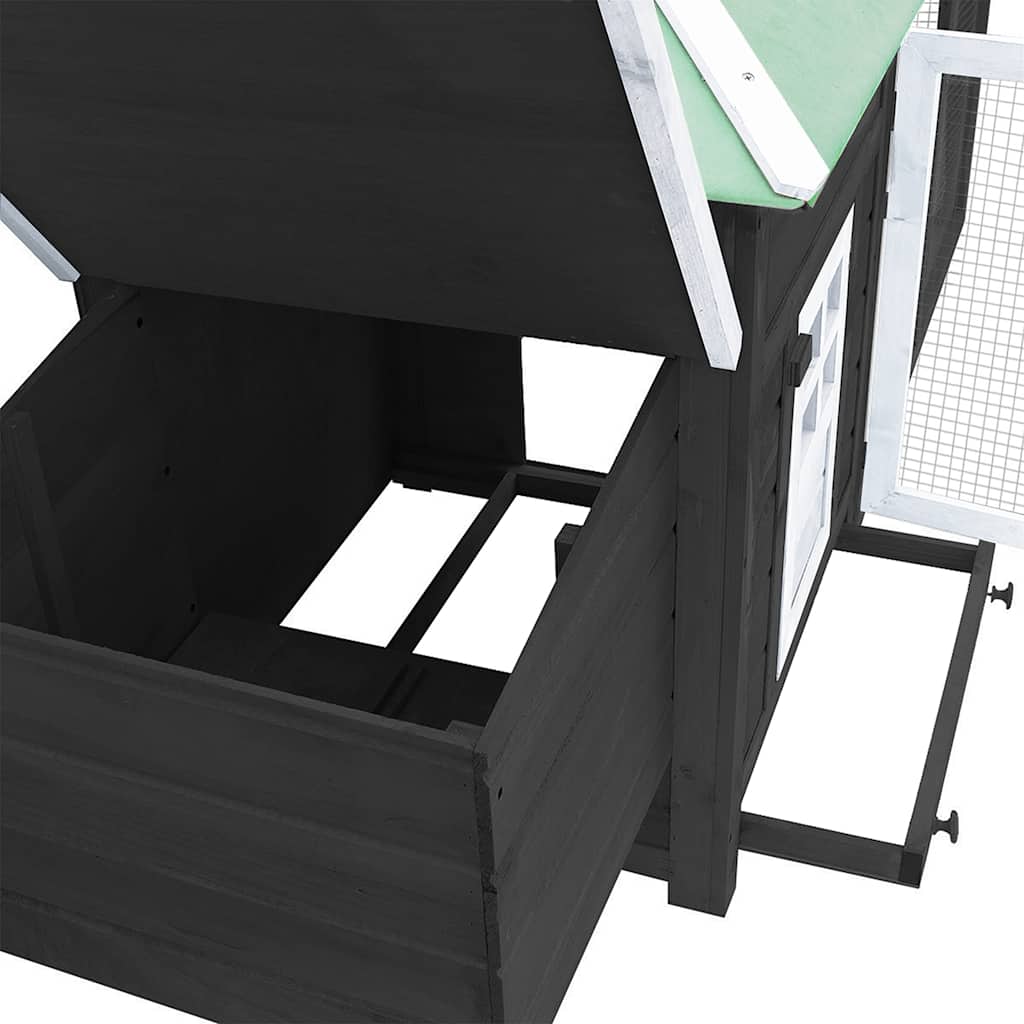 Pollaio con Casetta Nidificazione Grigio 190x72x102 cm in Abete