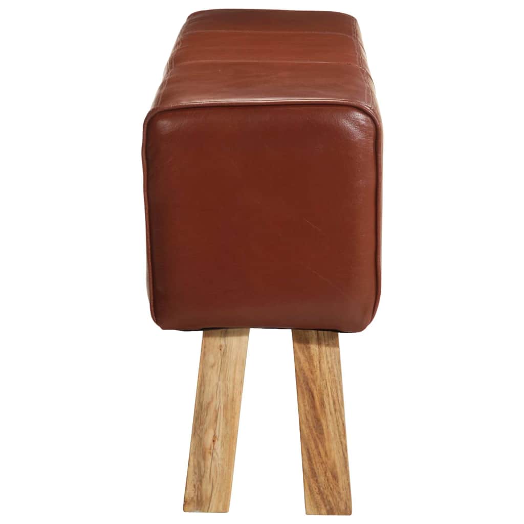 Panca da Palestra 160cm Vera Pelle Marrone e Massello di Acacia