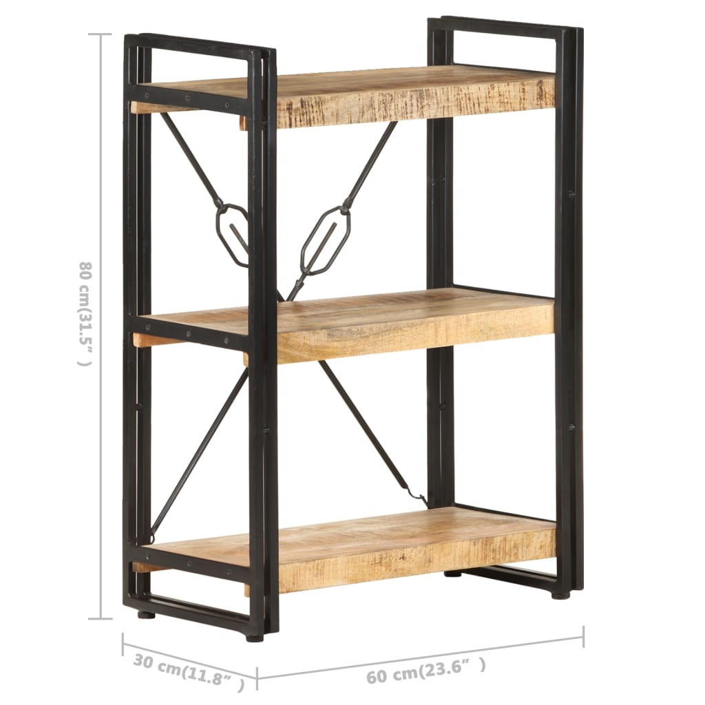 Libreria a 3 Ripiani 60x30x80 cm in Legno Massello di Mango | homemem39