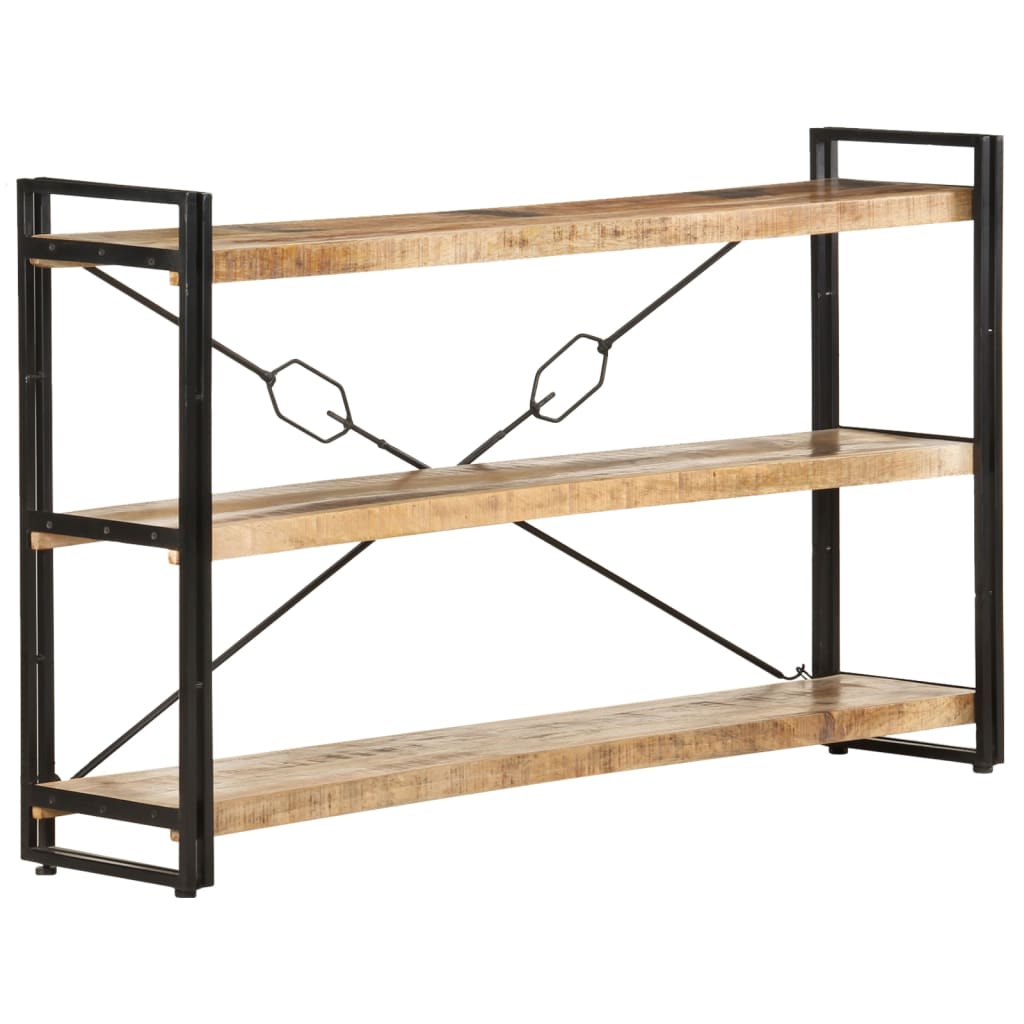 Libreria a 3 Ripiani 140x30x80 cm in Legno Massello di Mango