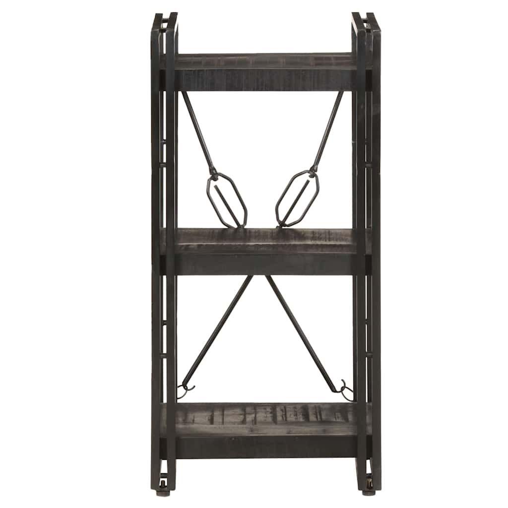 Libreria a 3 Ripiani 40x30x80cm Nero in Legno Massello di Mango | homemem39