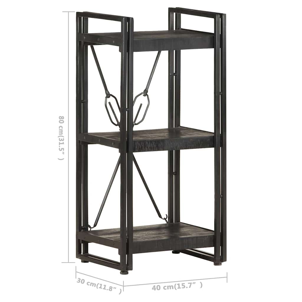 Libreria a 3 Ripiani 40x30x80cm Nero in Legno Massello di Mango | homemem39