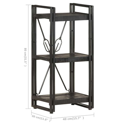 Libreria a 3 Ripiani 40x30x80cm Nero in Legno Massello di Mango | homemem39