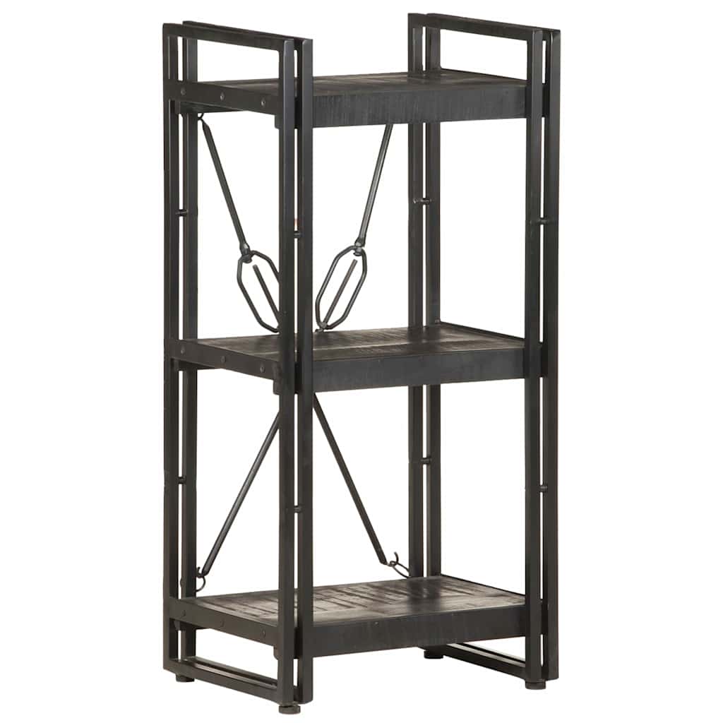 Libreria a 3 Ripiani 40x30x80cm Nero in Legno Massello di Mango | homemem39