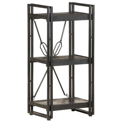Libreria a 3 Ripiani 40x30x80cm Nero in Legno Massello di Mango | homemem39