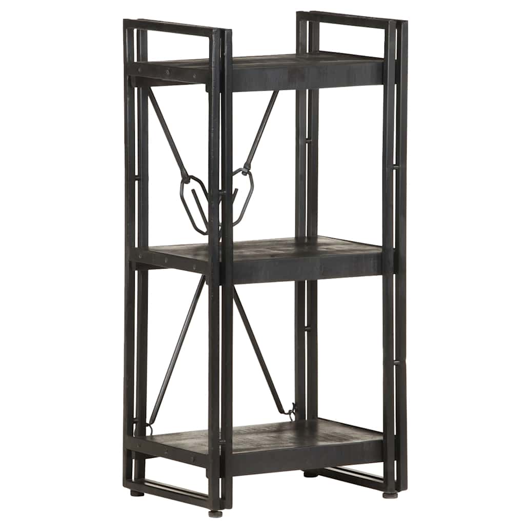 Libreria a 3 Ripiani 40x30x80cm Nero in Legno Massello di Mango | homemem39