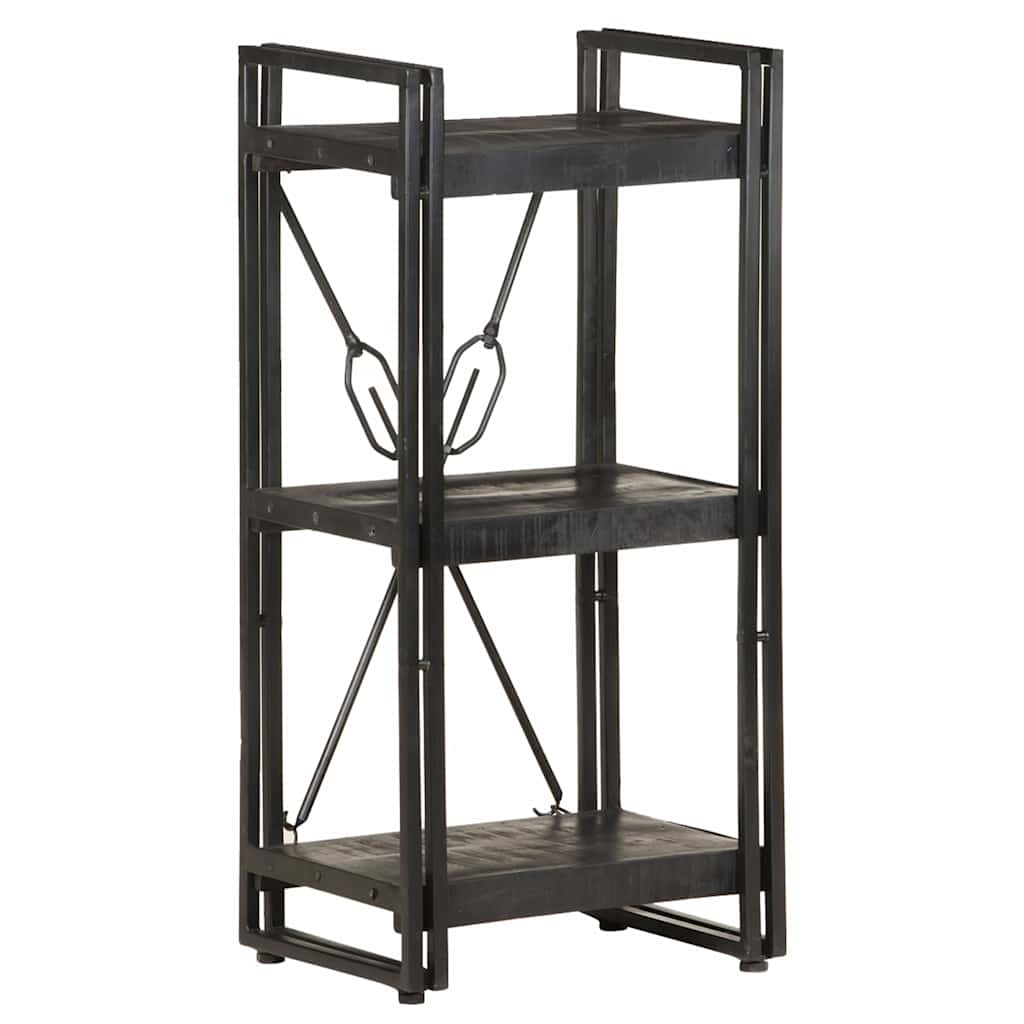 Libreria a 3 Ripiani 40x30x80cm Nero in Legno Massello di Mango | homemem39