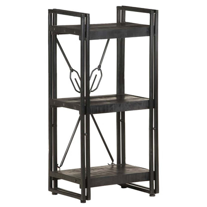 Libreria a 3 Ripiani 40x30x80cm Nero in Legno Massello di Mango | homemem39