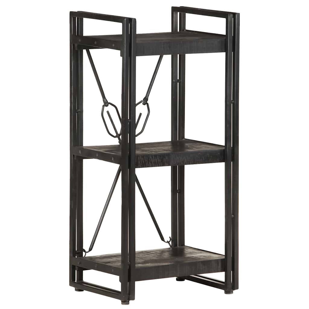 Libreria a 3 Ripiani 40x30x80cm Nero in Legno Massello di Mango | homemem39