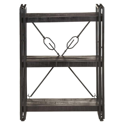 Libreria a 3 Ripiani 60x30x80cm Nero in Legno Massello di Mango