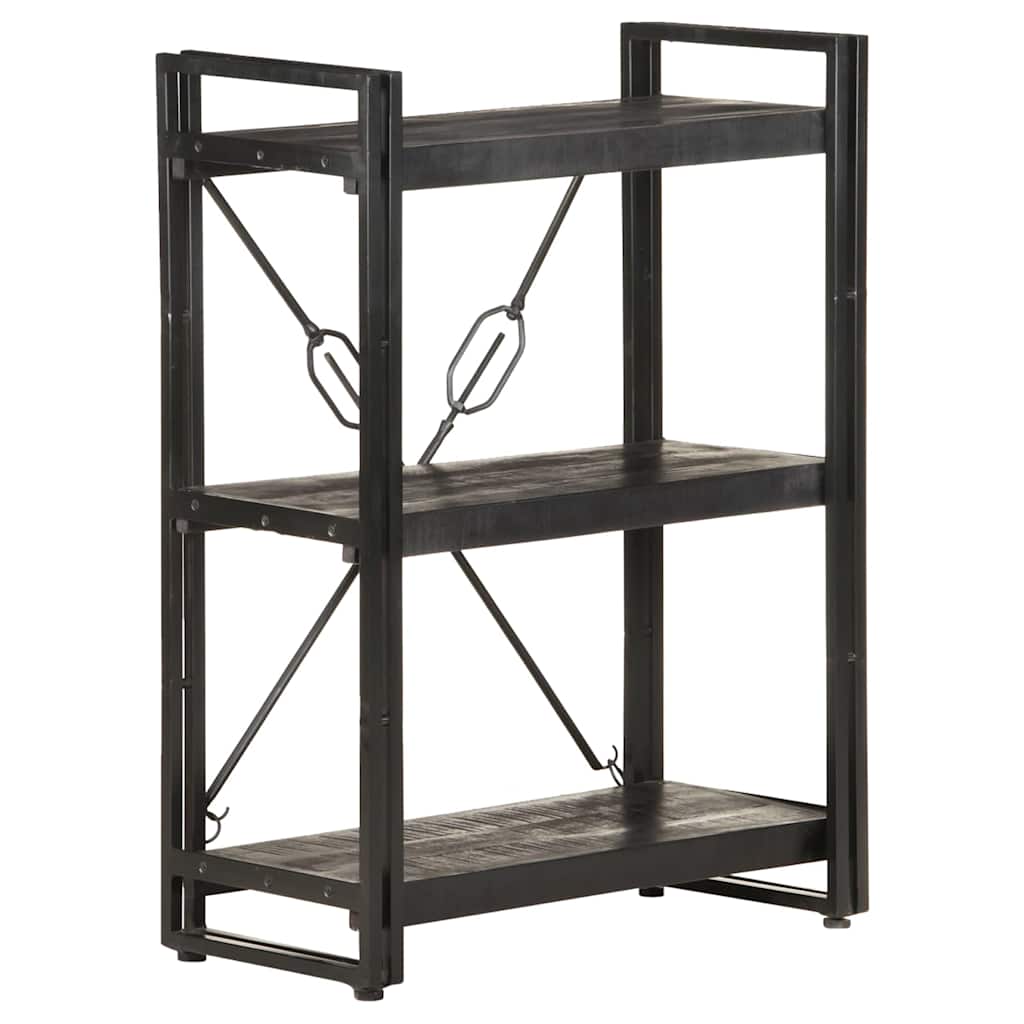 Libreria a 3 Ripiani 60x30x80cm Nero in Legno Massello di Mango | homemem39