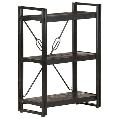 Libreria a 3 Ripiani 60x30x80cm Nero in Legno Massello di Mango | homemem39