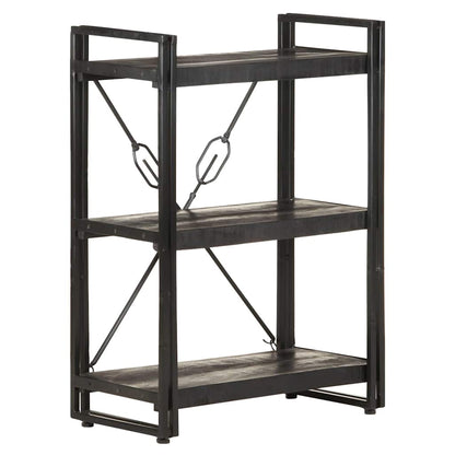 Libreria a 3 Ripiani 60x30x80cm Nero in Legno Massello di Mango