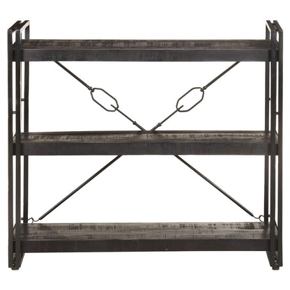 Libreria a 3 Ripiani 90x30x80cm Nero in Legno Massello di Mango | homemem39